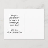 28. Geburtstag: Bold, Fun, Simple, Rainbow 28 Postkarte (Rückseite)