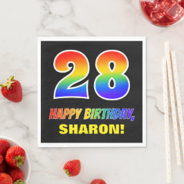 28. Geburtstag: Bold, Fun, Simple, Rainbow 28 Serviette