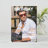 28. Geburtstag Einladungen für ihn Magazine Cover (Stehend Vorderseite)