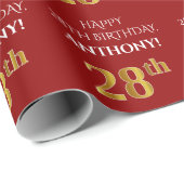 28. Geburtstag: Elegant, rot, Imitate Gold Look Geschenkpapier (Rolleneckpunkt)