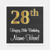 28. Geburtstag ~ Elegante Luxuriöse Imitate Gold L Serviette (Vorderseite)