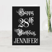 28. Geburtstag: Extravagant, Elegantes Script + In Karte (Vorderseite)
