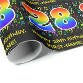 28. Geburtstag: Farbige Musiksymbole, Regenbogen 2 Geschenkpapier (Rolleneckpunkt)