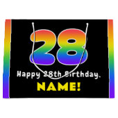 28. Geburtstag: Farbiger Regenbogen # 28, Individu Große Geschenktüte (Vorderseite)