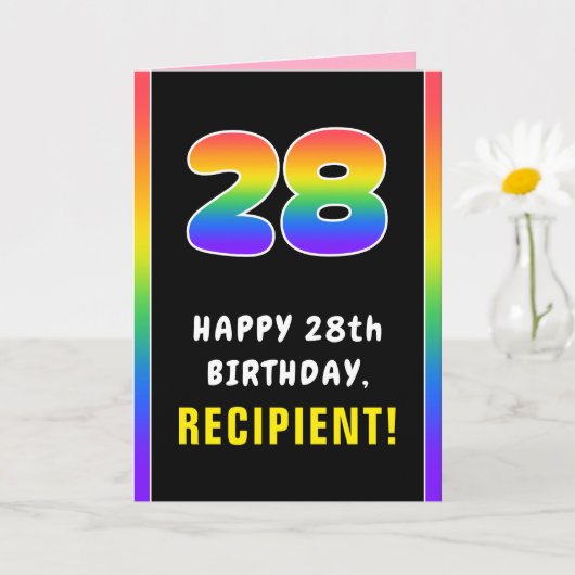 28. Geburtstag: Farbiger Regenbogen # 28, Individu Karte (Kleine Pflanze)