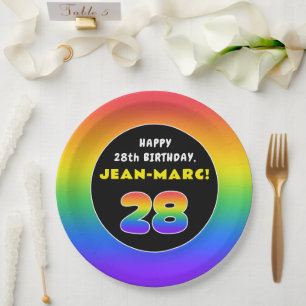 28. Geburtstag: Farbiger Regenbogen # 28, Individu Pappteller