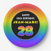 28. Geburtstag: Farbiger Regenbogen # 28, Individu Pappteller (Vorderseite)