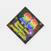 28. Geburtstag: Fun Fireworks Pattern + Regenbogen Serviette (Ecke)