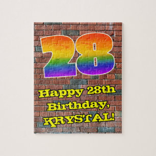 28. Geburtstag: Fun Graffiti-Inspiriert Regenbogen Puzzle
