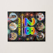 28. Geburtstag: Fun Rainbow #, Individuelle Name + Puzzle (Horizontal)