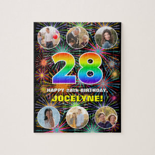 28. Geburtstag: Fun Rainbow #, Individuelle Name + Puzzle