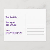 28. Geburtstag: Fun Stars Pattern, Regenbogen 28,  Postkarte (Rückseite)