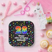28. Geburtstag: Fun Stars Pattern und Regenbogen " Pappteller (Party)
