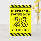 28. Geburtstag: Fun Stencil Style Text, Individuel Karte (Gelbe Blume)