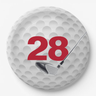 28. Geburtstag Golf Ball Design Paper Plate Pappteller