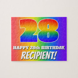 28. Geburtstag — mehrfarbiges Regenbogenmuster "28 Puzzle