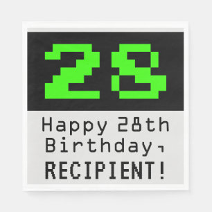 28. Geburtstag - Nerdy / Geeky Style "28" & Name Serviette
