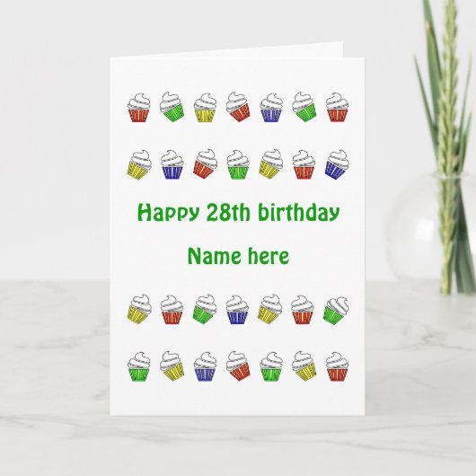 28. Geburtstag personalisierte Kuchen Karte (Vorderseite)