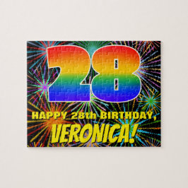 28. Geburtstag: Spaß, bunte feierliche Feuerwerke Puzzle