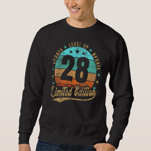 28. Geburtstag Update Level Up Vintag Retro Sweatshirt (Vorderseite)
