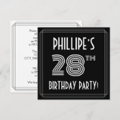 28. Geburtstagsfeier: Art-Déco-Stil mit Individuel Einladung (Vorne/Hinten)
