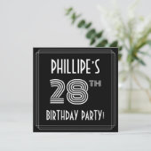 28. Geburtstagsfeier: Art-Déco-Stil mit Individuel Einladung (Stehend Vorderseite)