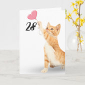 28. Geburtstagskatze mit Herzballon Karte (Gelbe Blume)