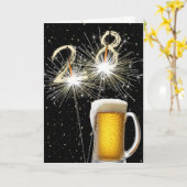 28. Geburtstagsparkler mit Bier-Tasse Karte (Gelbe Blume)