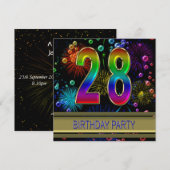 28. Geburtstagsparty Einladung mit Blasen (Vorne/Hinten)