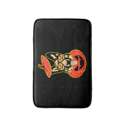 28 German Shepherd In Scary Pumpkin Shirt Funny Cu Badematte (Vorderseite Vertikal)