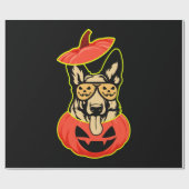 28 German Shepherd In Scary Pumpkin Shirt Funny Cu Geschenkpapier (Flach)