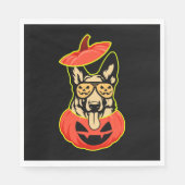 28 German Shepherd In Scary Pumpkin Shirt Funny Cu Serviette (Vorderseite)