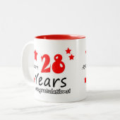 28. Jahrestag, 28. Jahrestag der Hochzeit Zweifarbige Tasse (Vorderseite Links)