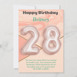 28-jährige Mädchen Happy Birthday Card
