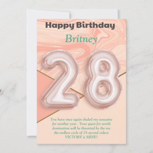 28-jährige Mädchen Happy Birthday Card (Vorderseite)