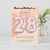 28-jährige Mädchen Happy Birthday Card (Stehend Vorderseite)