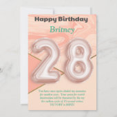 28-jährige Mädchen Happy Birthday Card (Rückseite)