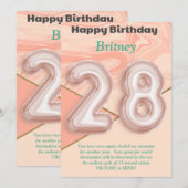 28-jährige Mädchen Happy Birthday Card (Vorne/Hinten)
