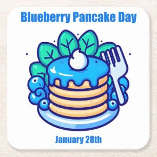 28. Januar - Blaubeer-Pfannkuchentag Rechteckiger Pappuntersetzer