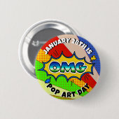 28. Januar ist Pop Art Day | Holiday Button (Vorne & Hinten)