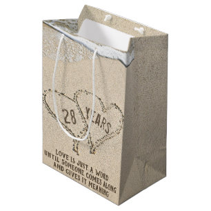 28. Jubiläum Beach Hearts Mittlere Geschenktasche Geschenktüte
