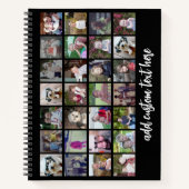 28 Photo Collage Grid - 1 Text box - black white Notizblock (Vorderseite)