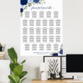 28 Tabelle Blue Boho Blütensitzkarte Poster (Heimbüro)