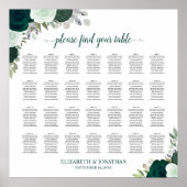 28 Tabelle Emerald Boho Blumenübersicht Poster (Vorne)