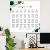 28 Tabelle Emerald Boho Blumenübersicht Poster (Heimbüro)