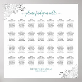 28 Tabelle Frily Wedding Seating Chart Weiß Aquama Poster