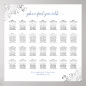 28 Tabelle Frily Wedding Seating Chart White Blue Poster (Vorne)