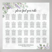 28 Tabelle Hochzeitskarte Eukalyptus Lavendel Poster (Vorne)
