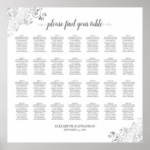 28 Tafelsilber für Hochzeitssitze weiß Poster