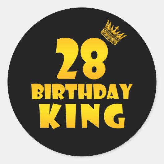 28 th birthday Gift for 28 years old Birthday King Runder Aufkleber (Vorderseite)